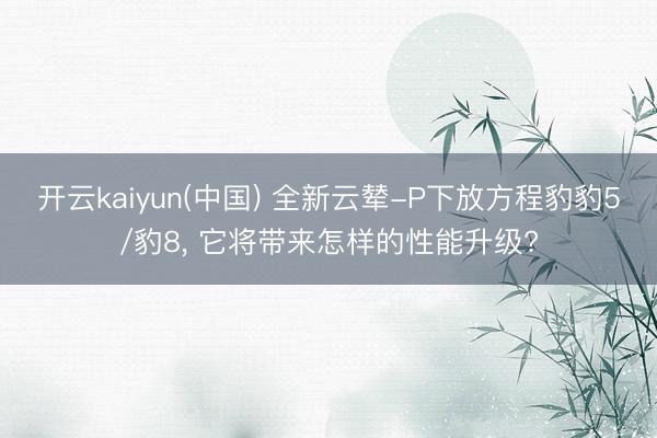 开云kaiyun(中国) 全新云辇-P下放方程豹豹5/豹8， 它将带来怎样的性能升级?