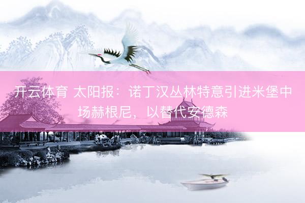 开云体育 太阳报：诺丁汉丛林特意引进米堡中场赫根尼，以替代安德森