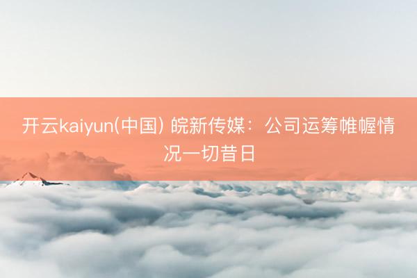 开云kaiyun(中国) 皖新传媒：公司运筹帷幄情况一切昔日