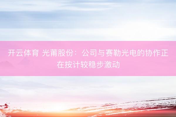 开云体育 光莆股份：公司与赛勒光电的协作正在按计较稳步激动