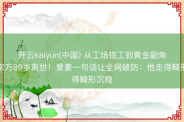 开云kaiyun(中国) 从工场钳工到黄金副角,魏宗万89岁离世!爱妻一句话让全网破防:他走得畸形沉稳