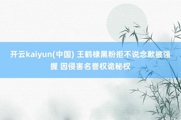 开云kaiyun(中国) 王鹤棣黑粉拒不说念歉被强握 因侵害名誉权诡秘权