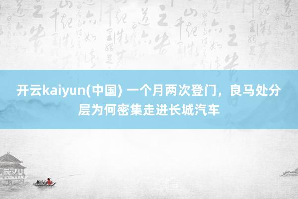开云kaiyun(中国) 一个月两次登门,良马处分层为何密集走进长城汽车