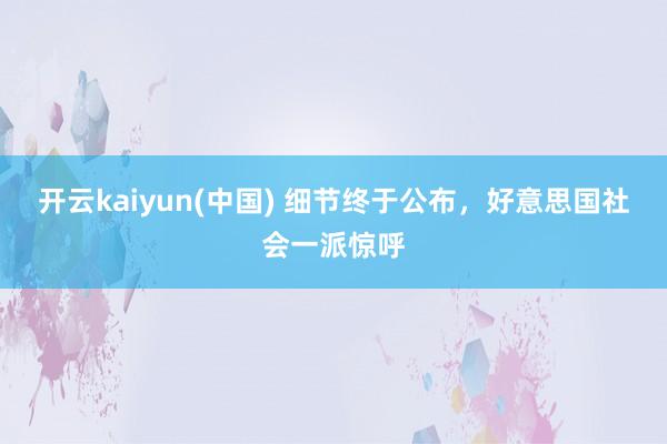 开云kaiyun(中国) 细节终于公布，好意思国社会一派惊呼
